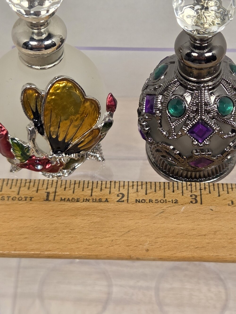 ANTIQUE STYLE EMPTY PERFUME VIAL REFILLABLE DROPPER ESSENTIAL OIL GLASS BOTTLES - Picture 5 of 5